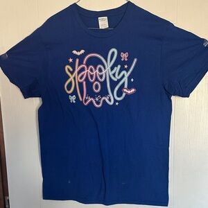 NWOT Port and Company Blue “Spooky” Ghost Graphic Tee